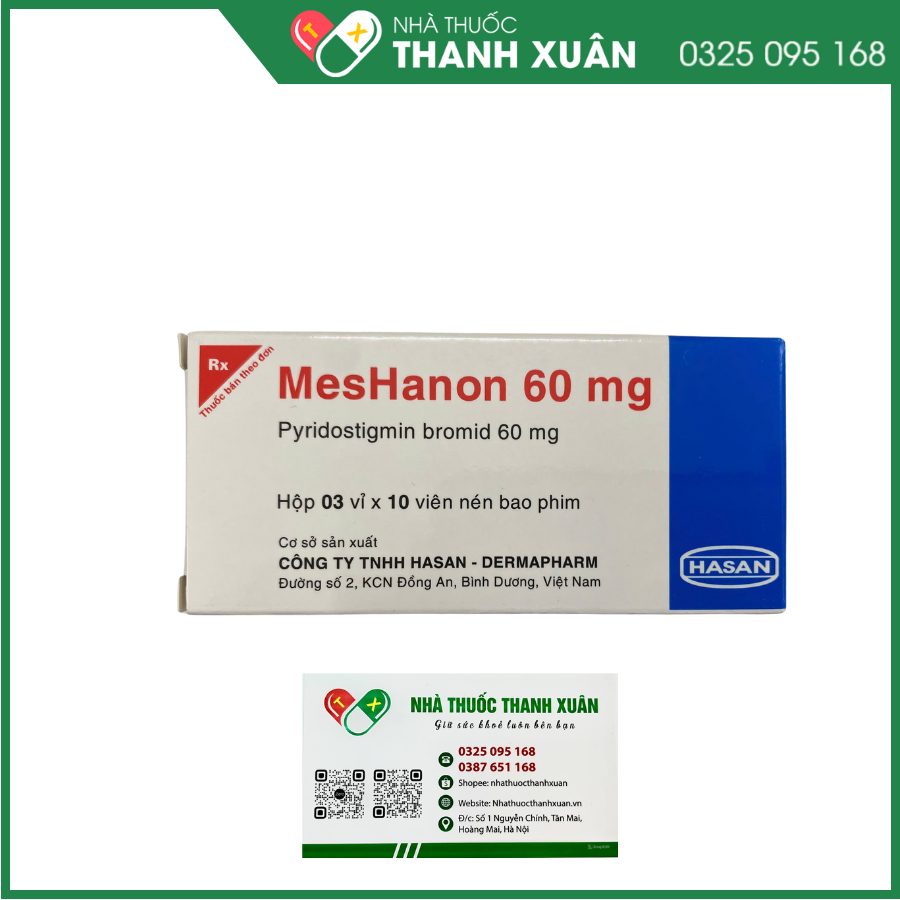 MesHanon 60mg điều trị nhược cơ, tắc ruột, bí tiểu sau phẫu thuật